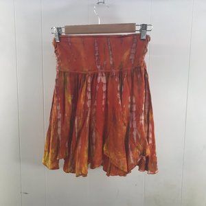 Purple Lotus vintage y2k orange tie dye asymmetrical hippie short skirt size S